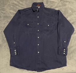 Rasco FR Navy Western Snap Work Shirt