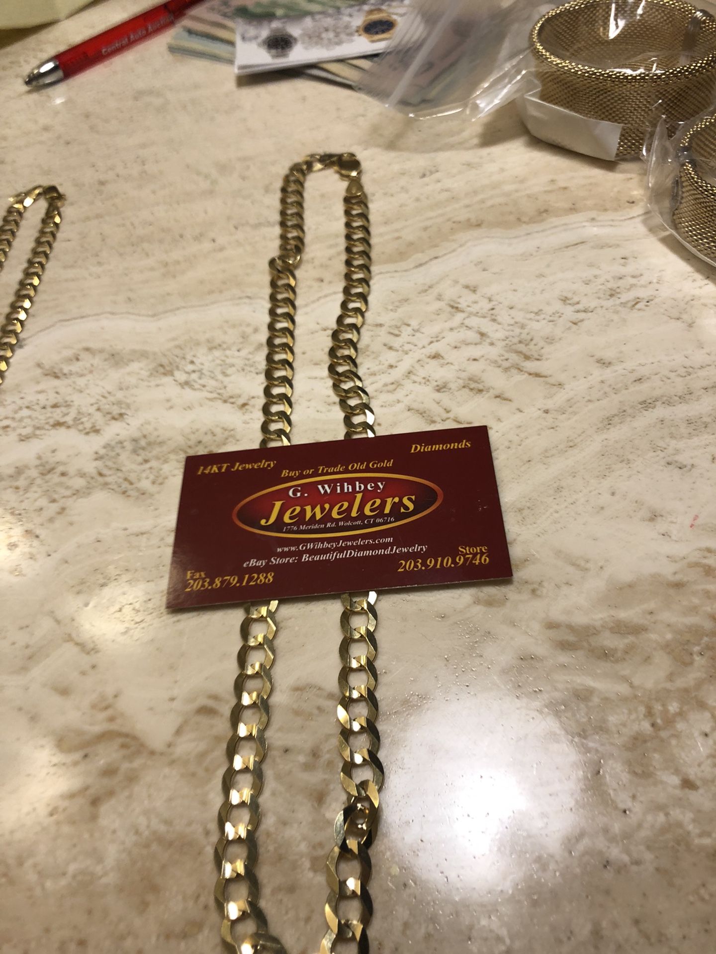 14 Kt Gold 8 millimeters Wide Cuban Necklace