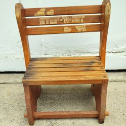 Vintage 1940s Step-A-Sit Childs Wooden Booster Seat Convertible Stool Folding