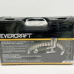 Evercraft 30-Pc Socket Set SAE & Metric 1/4” & 3/8” Drive – New Sealed