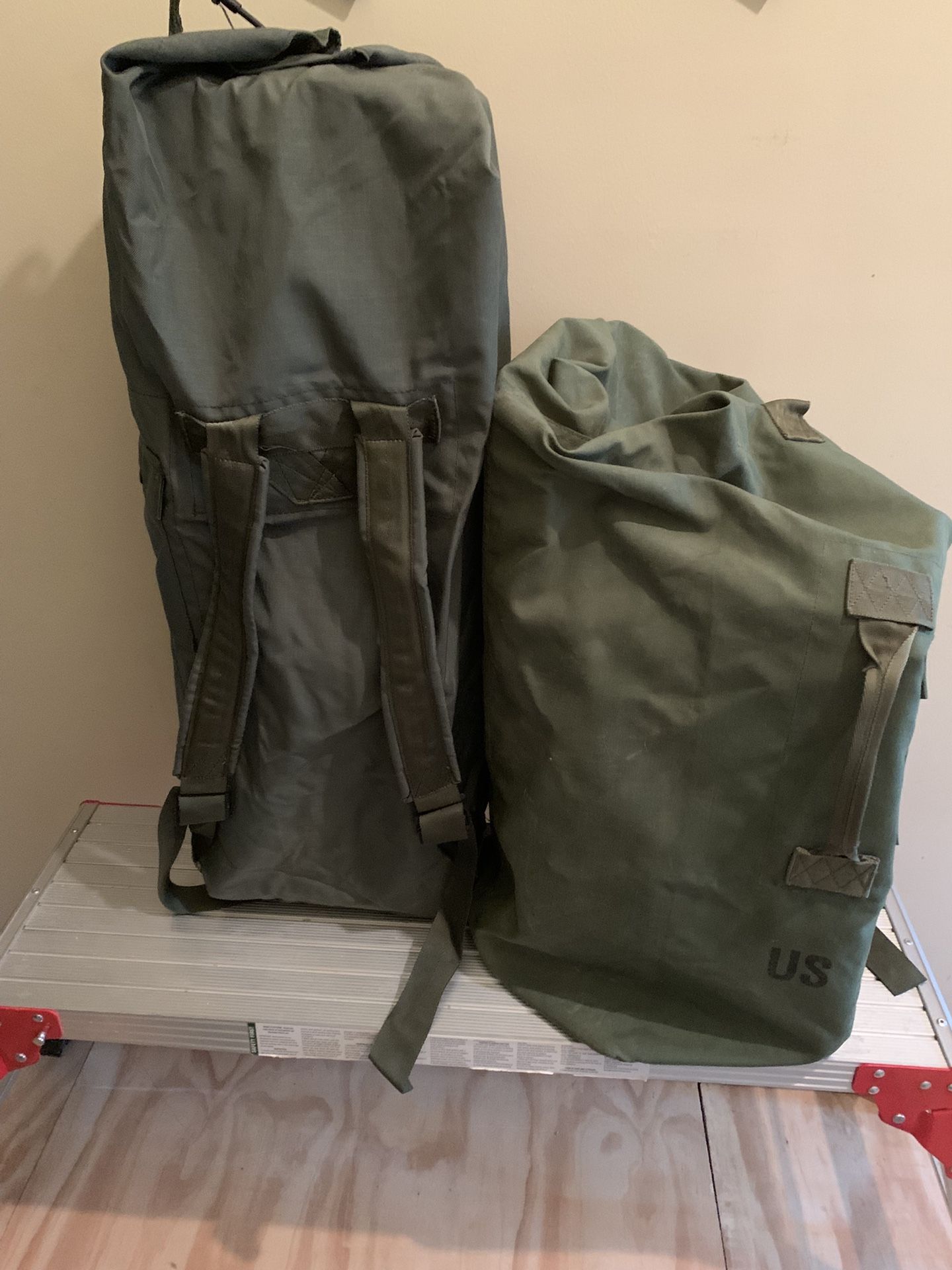2-Canvas..Army Issued Duffle/Backpack Bags. $30.00 Each