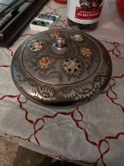 antique stainless jeweled bowl