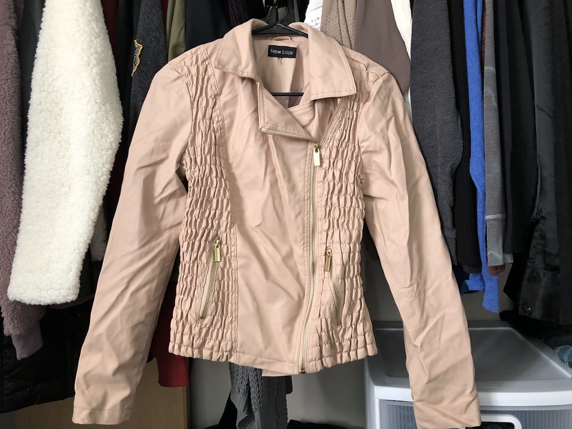 Faux Pink Leather Jacket