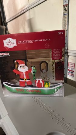 Fishing Santa on canoe