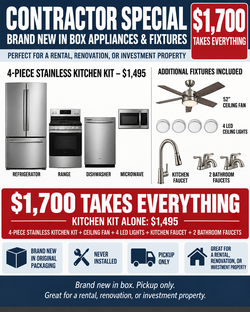 CONTRACTOR SPECIAL | Brand New in Box Appliances & Fixtures | $1,700 for EVERYTHING