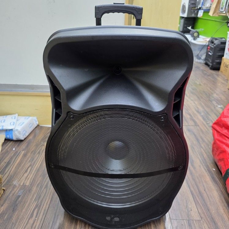 beFree Sound 18 Inch Bluetooth Portable Rechargeable Party Speaker with Sound Reactive LED Party Lights, USB/SD, Microphone/Guitar Inputs and FM Radio