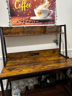 Rustic Industrial Desk with Hutch
