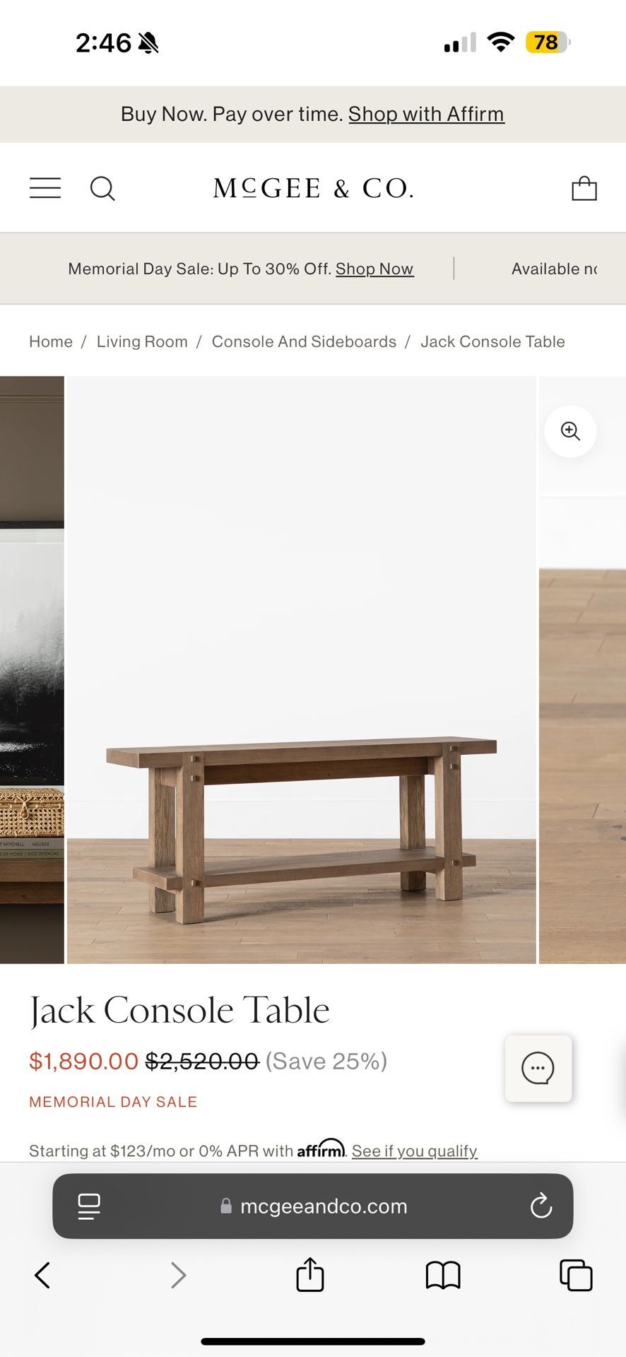 Jack Console Table From McGee & Co.