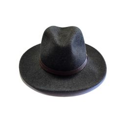 Pendleton 100% Virgin Wool Hat Gray Fedora A199-001 Leather Medium USA