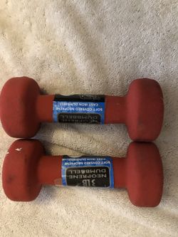 TSA Hex Neoprene 3 LB Pound Pair of Dumbbell Weights (6 LBS Total Weight)