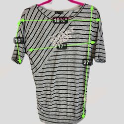 One Clothing LightWeight Black Grey Strip Pull Over Shirt Small Y2K VTG 80s 90