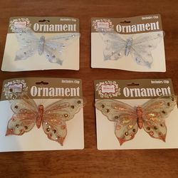 Lot of 4 New clip Butterflies great for spring decorating or craft projects