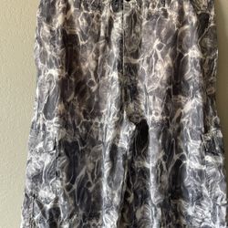 Ocean Current Mens Grey Water Print Cargo Beach Pockets Shorts, Size 34