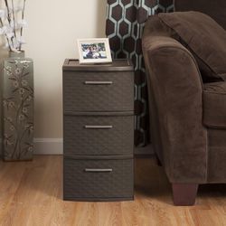 Decorative 3-Drawer Storage Weave Tower