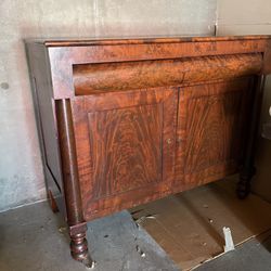 Antique Burled Wood Empire Bun Feet Buffet Sideboard Cabinet 53.5"x23"x45"