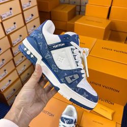 L V Trainer Denim Blue Monogram