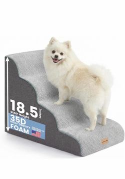Gardner Pet 4-Step Dog Stairs for Small Dogs 18.5" H, Curved 4-Step Pet Stairs, Dog Steps for High Bed (18-20 in), Couch with Durable Non-Slip Waterpr