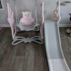 Toddler Slide and Swing Set with Basketball hoop