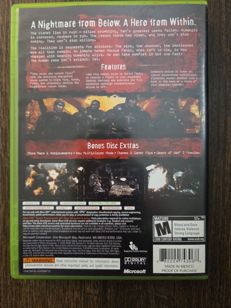 $1.25$1.25$1.25$1.25$1.25 Xbox Gears Of War Video Game $ 1.25 $1.25$ 1.25 