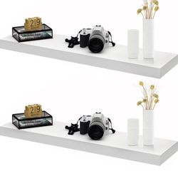 9.25" Deep White Floating Shelves 2 Pack, Wall Shelf Display Floating Shelf, 
