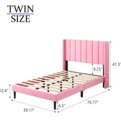 Pink Upholstery Twin Bed frame (Must go)