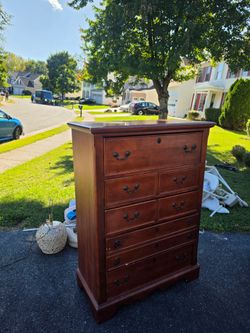 Tall 5-Drawer Dresser – Brown Wood Finish