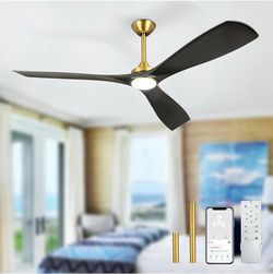 Brand New 52” Black and Gold ceiling fan with light and remote control