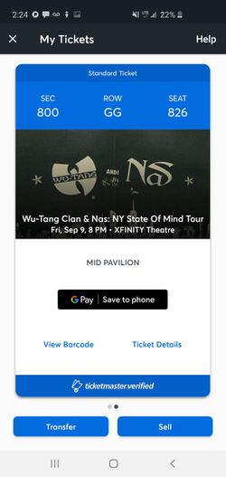 Wu Tang/Nas/Busta Concert Tickets Thumbnail
