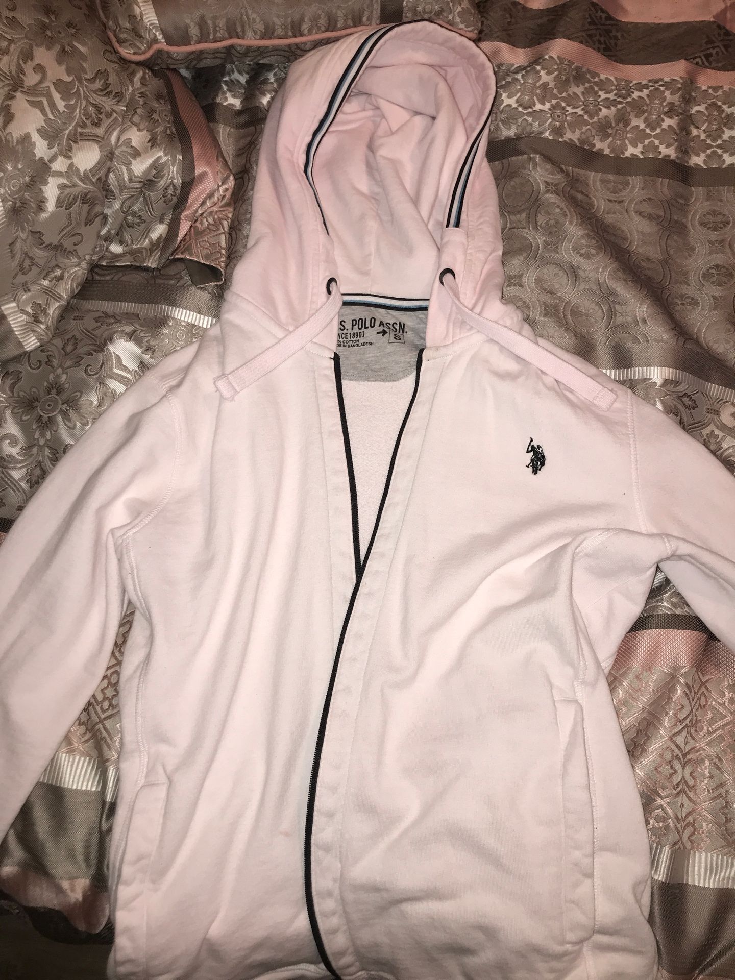Very light pink U.S polo hoodie size small could fit medium