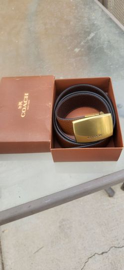 Coach Reversible Leather Belt with Gold Buckle