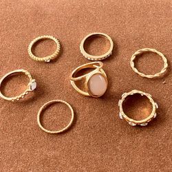 7 Knuckle Rings Gold Stackable Finger Rings
