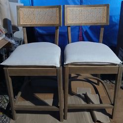 New 26" White Sherpa Counter Height Bar Stools Set of 2, Modern Rattan Counter Stools with Removable