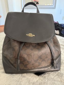 Coach Signature PVC/Leather Flap Backpack