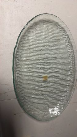 Oval Textured Glass Serving Platter 24” x14”