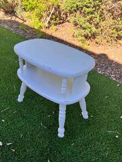 Distressed Two-Tier Spindle Side Table