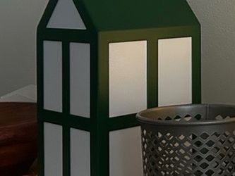 Green and White House Lantern Decor