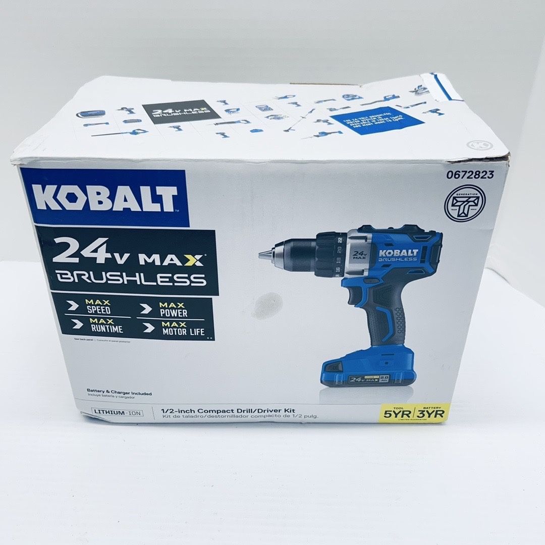 24v max kobalt brushless 1/2 inch compact drill/driver kit