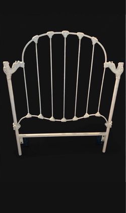 Antique White Cast Iron Ornate Twin Headboard
