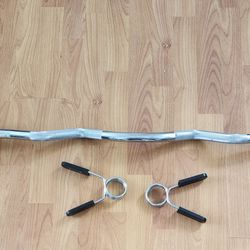 Olympic EZ Curl Barbell Bar, 47" EZ Curl Bar for Weight Lifting, Biceps, Triceps, Back/Leg Muscle Group Exercise,Chrome Curling Bar for 2 Inch Weight 