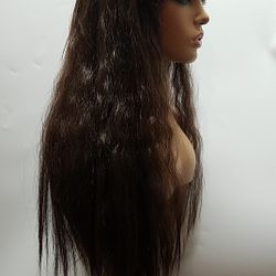 Long Dark Brown Wavy Wig
