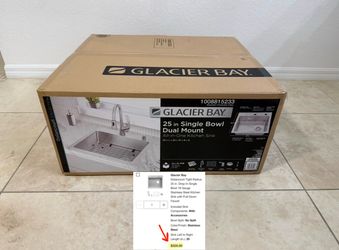 Glacier Bay 25inch Single Bowl Dual Mount Stainless Steel Kitchen Sink Kit (100(contact info removed))