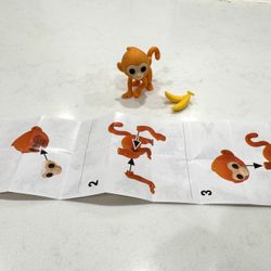 Monkey + bananas (Gumi Yum Surprise - Widlife) Collectible Animal Figurine / Puzzle Toy — with instructions