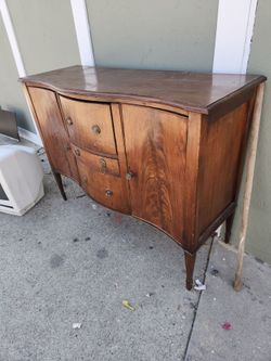 Vintage Bow-Front Wood Sideboard Buffet Cabinet