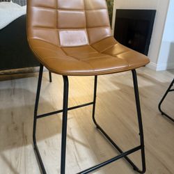(3) Leather Bar Chairs