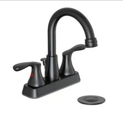 Glacier Bay Deveral 4 in. Centerset 2-Handle High-Arc Bathroom Faucet in Matte Black