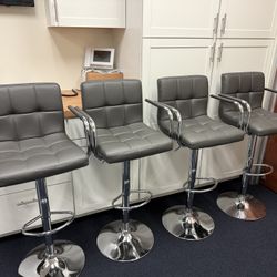Set of 4 Gray Bar Stools