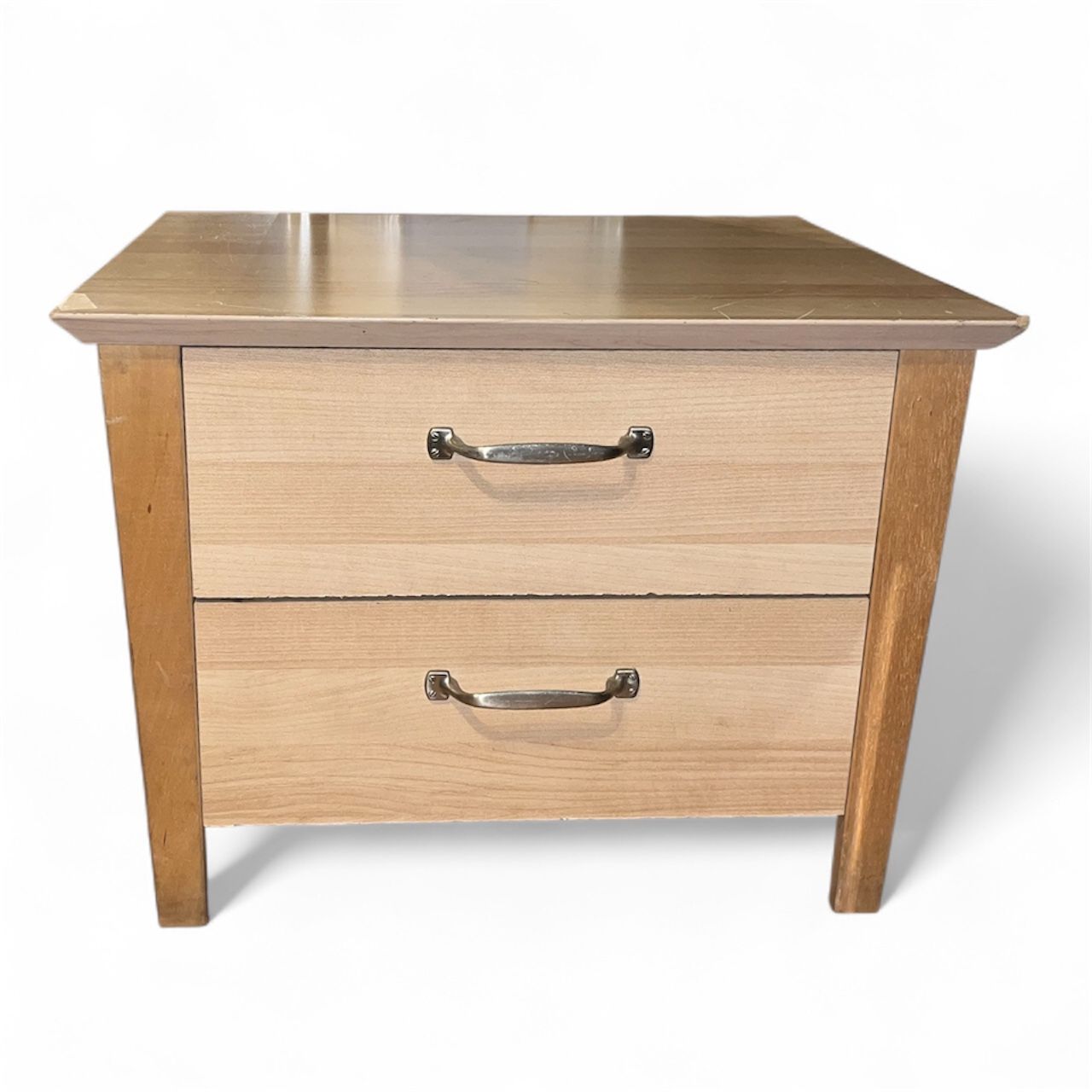 Light Wood Two Drawer Night Stand Dresser