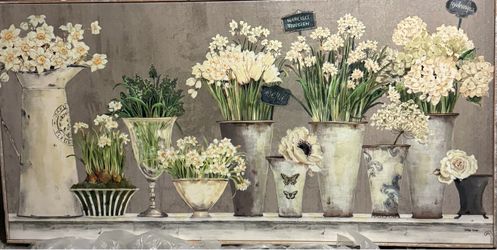 Large Floral Wall Art – Neutral Colors – Ready to Hang by Kathryn White 29 1/2” by 59”