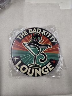 Bad Kitty Lounge Black Cat Metal Sign 