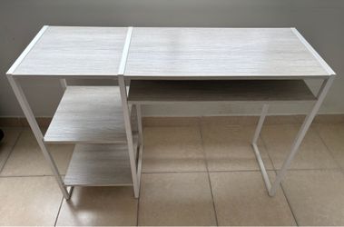 White desk minimalist light wash